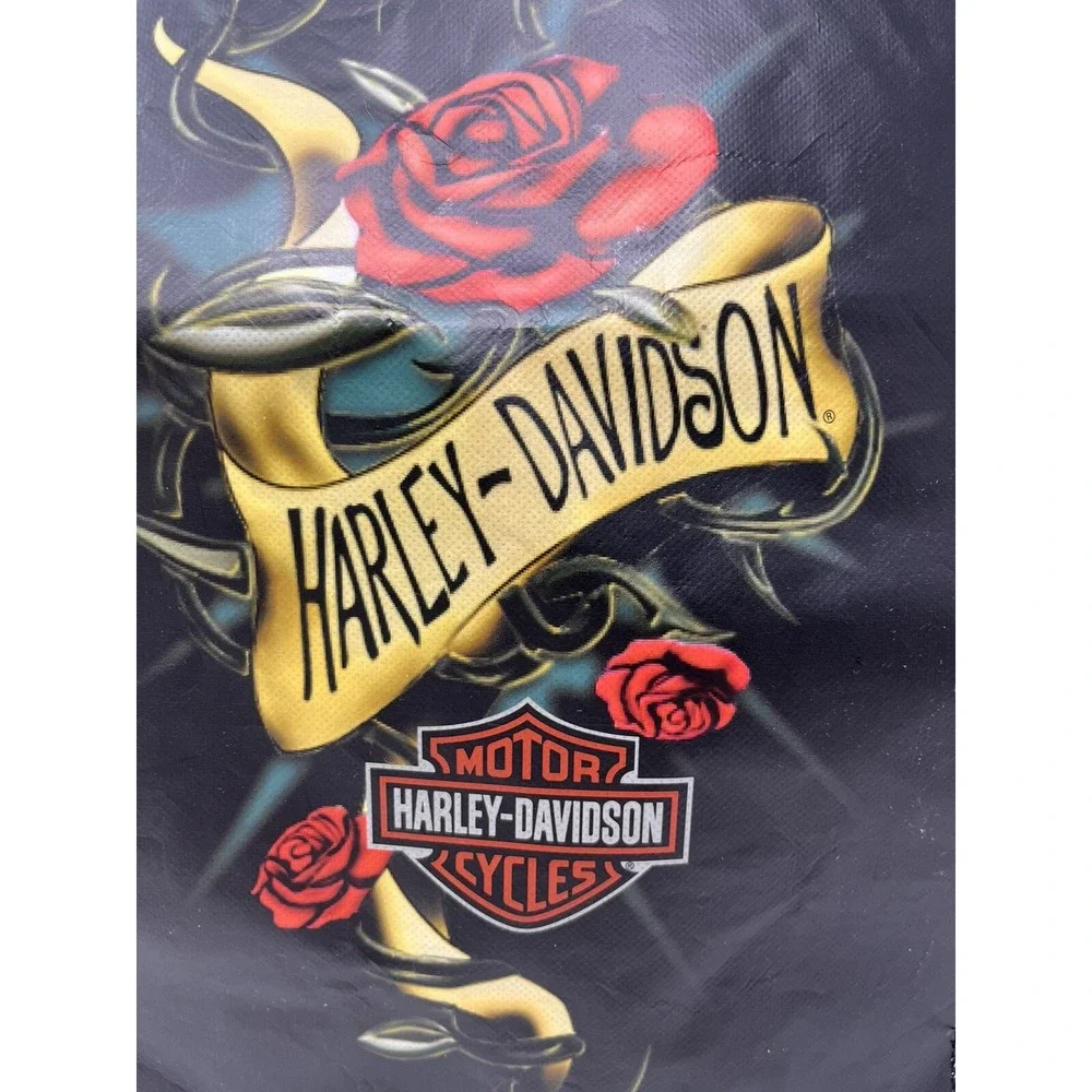 Harley Davidson Reusable Paper Tote Messenger Bag Black Olive Rose 2013 Licensed